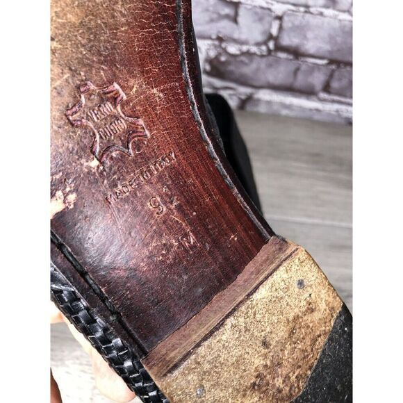 Santorini Black Leather BasketWeaves Woven Tassel Loafers Men’s Sz 9.5M US/43EU - Picture 10 of 16